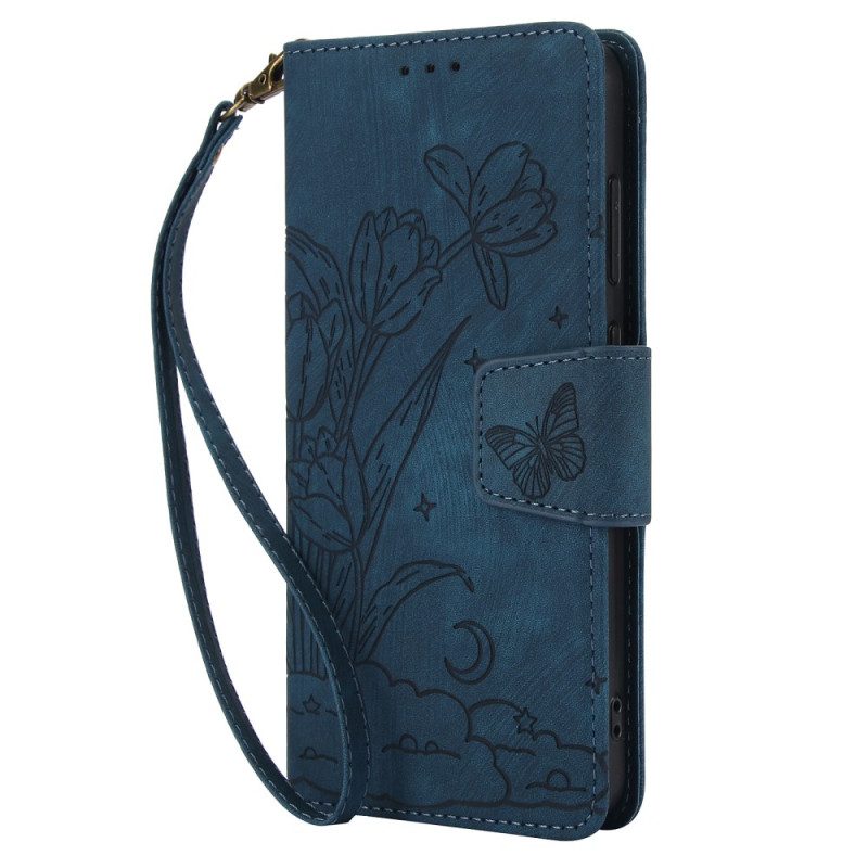 Lederhüllen Samsung Galaxy S25 5g Wildlederoptik Mit Blumenmuster