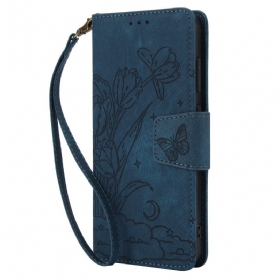 Lederhüllen Samsung Galaxy S25 5g Wildlederoptik Mit Blumenmuster