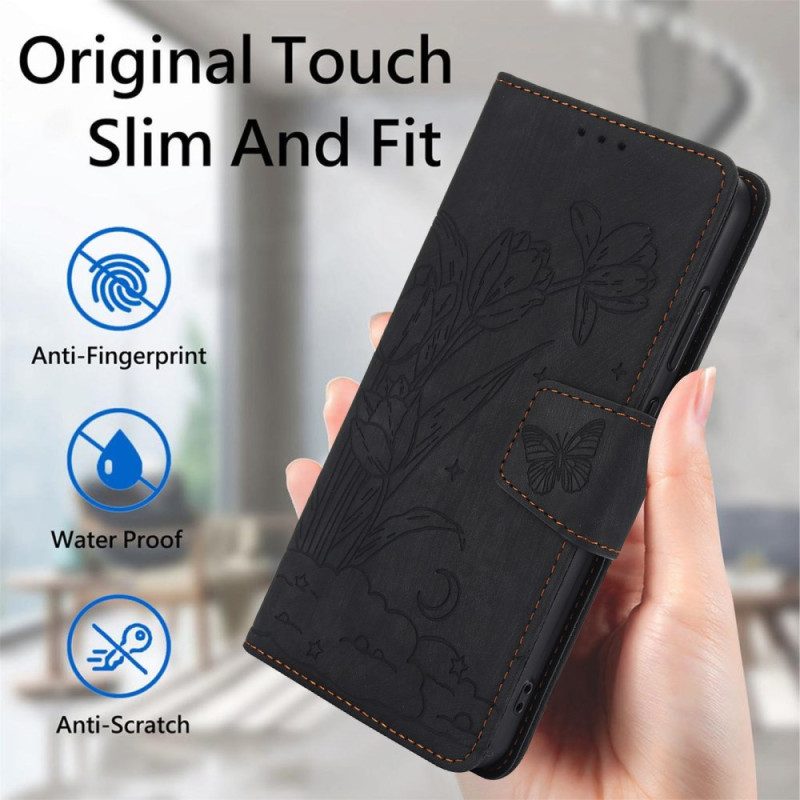 Lederhüllen Samsung Galaxy S25 5g Wildlederoptik Mit Blumenmuster