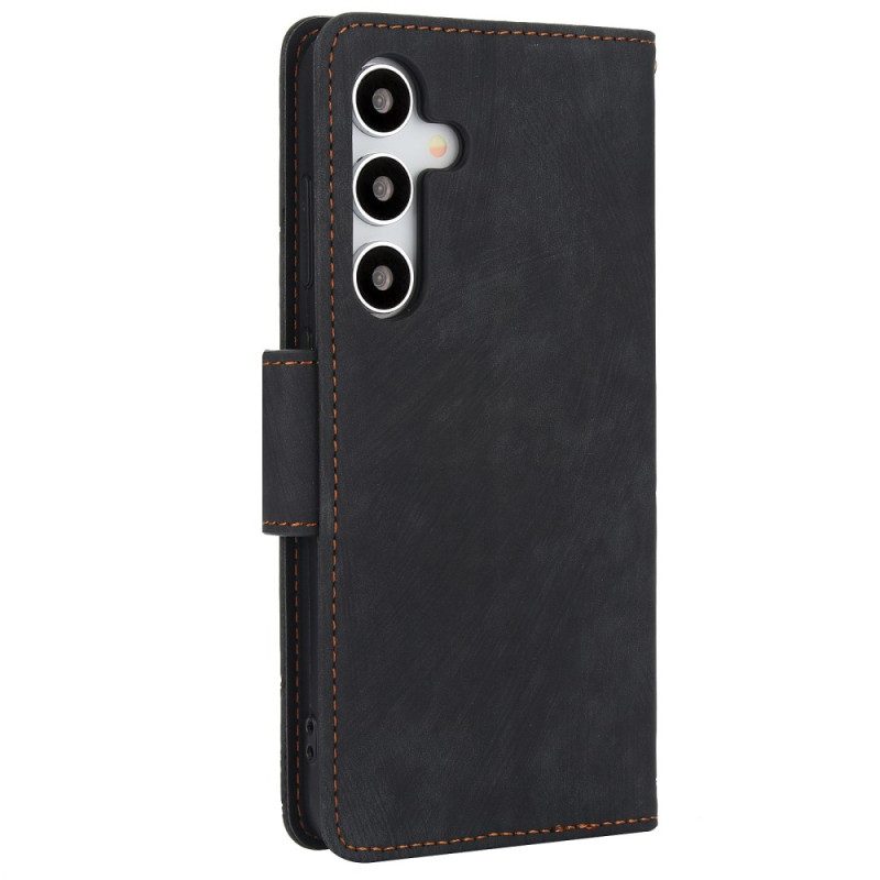 Lederhüllen Samsung Galaxy S25 5g Wildlederoptik Mit Blumenmuster