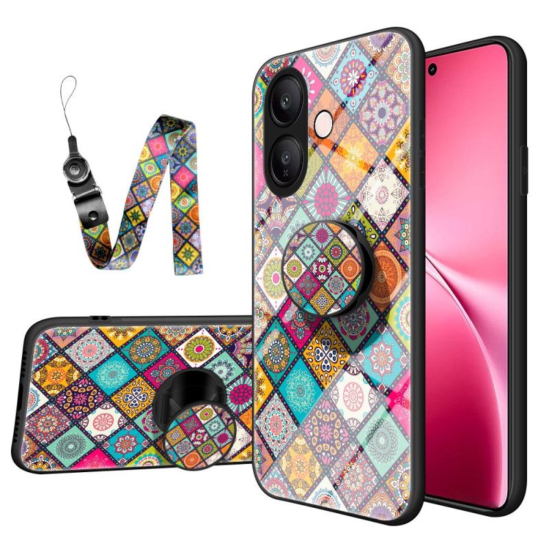 Hülle Vivo V60 Lite Ringhalter Und Patchwork-lanyard