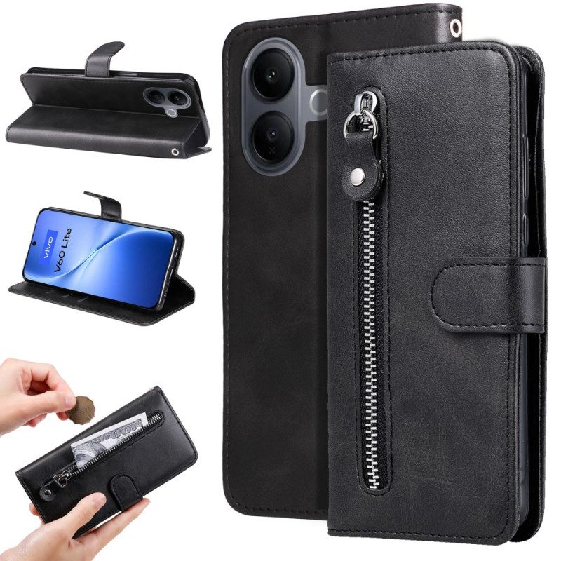 Lederhüllen Für Vivo V60 Lite Reißverschlussfach