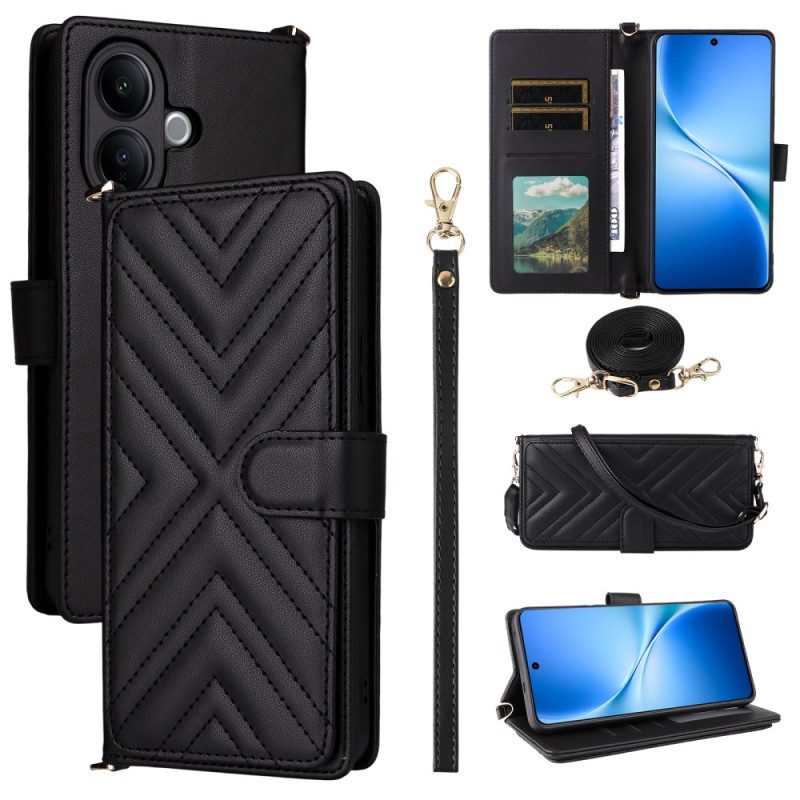 Lederhüllen Vivo V60 Lite Handyhülle Gesteppt Mit Riemen