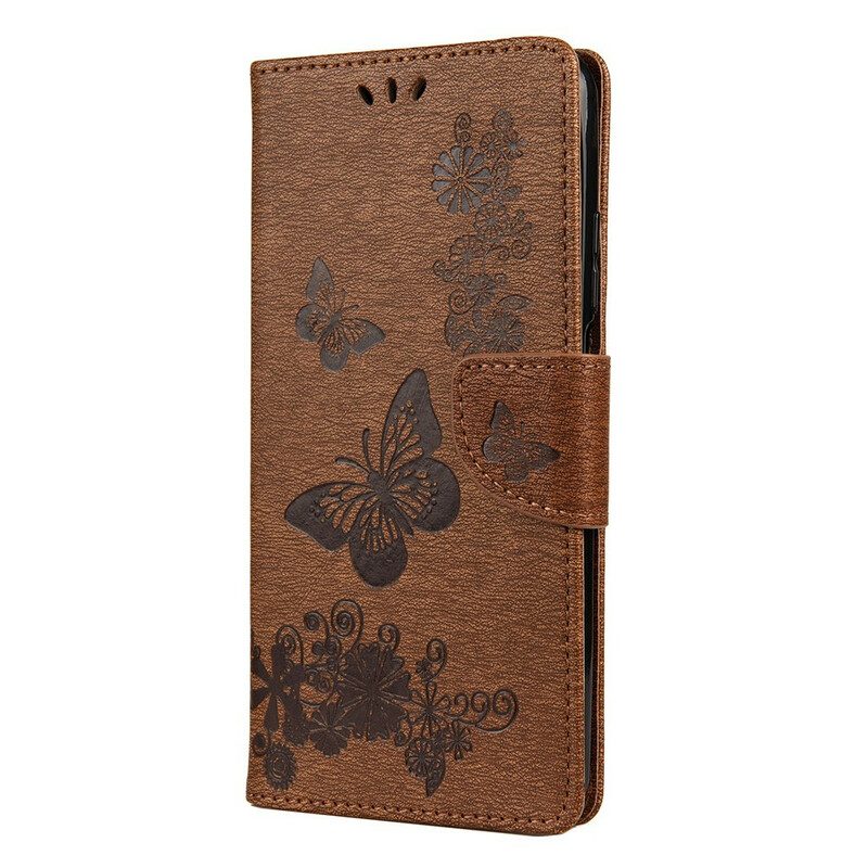 Flip Case Für Xiaomi Mi 10T / 10T Pro Nur Schmetterlinge Mit Schlüsselband
