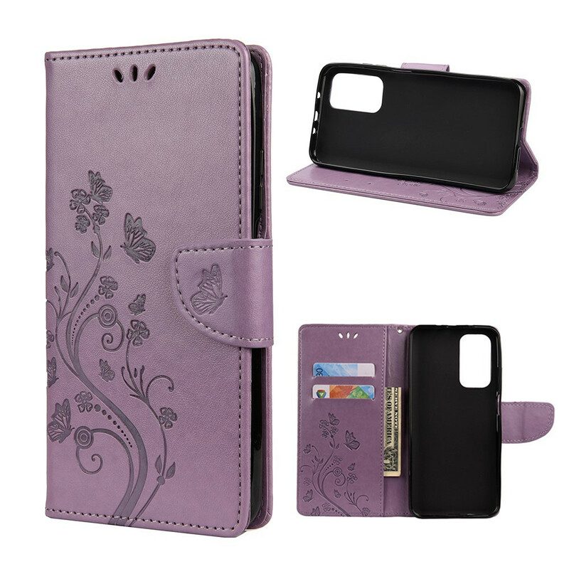 Lederhüllen Für Xiaomi Mi 10T / 10T Pro Asiatische Schmetterlinge Und Blumen