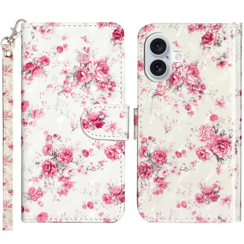Lederhüllen iPhone 16 Plus Handyhülle Riemenrosen