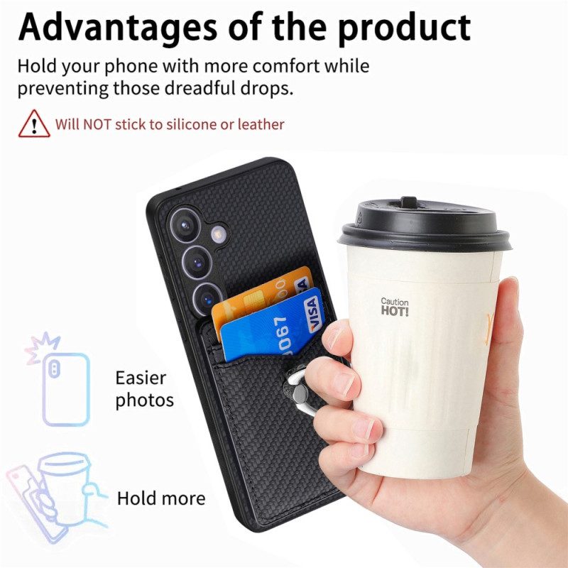 Hülle Samsung Galaxy S25 Plus 5g Handyhülle Kartenhalter & Ringhalter Aus Kohlefaser
