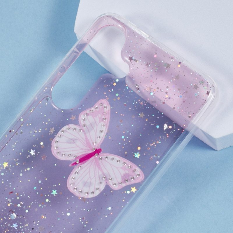 Hülle Samsung Galaxy S25 Plus 5g Handyhülle Pailletten & Schmetterlinge