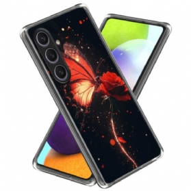 Hülle Samsung Galaxy S25 Plus 5g Handyhülle Rot Schmetterling