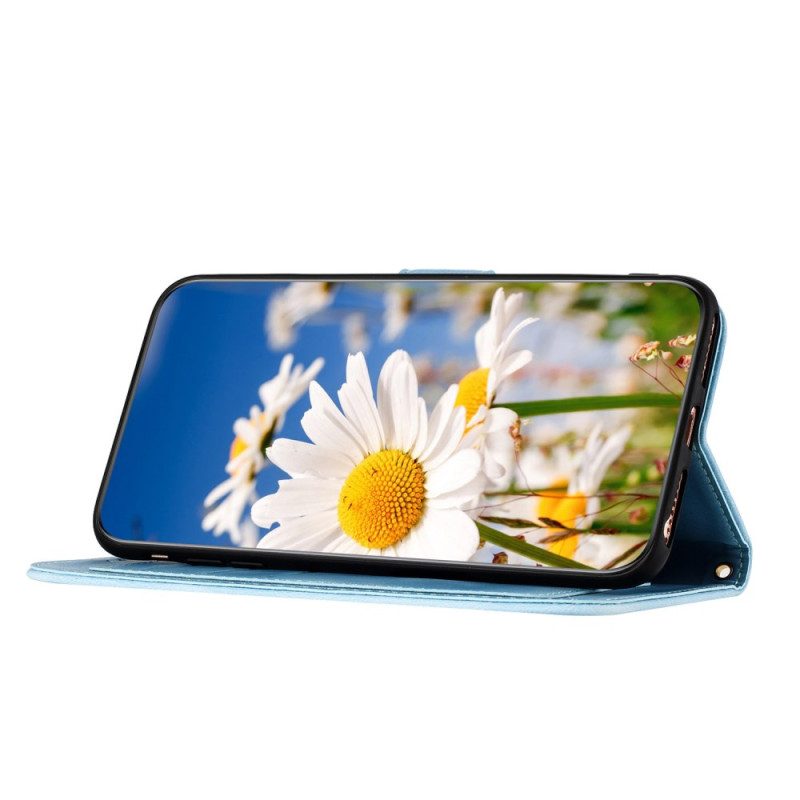 Lederhüllen Für Samsung Galaxy S25 Plus 5g Blumenmuster Mit Riemen