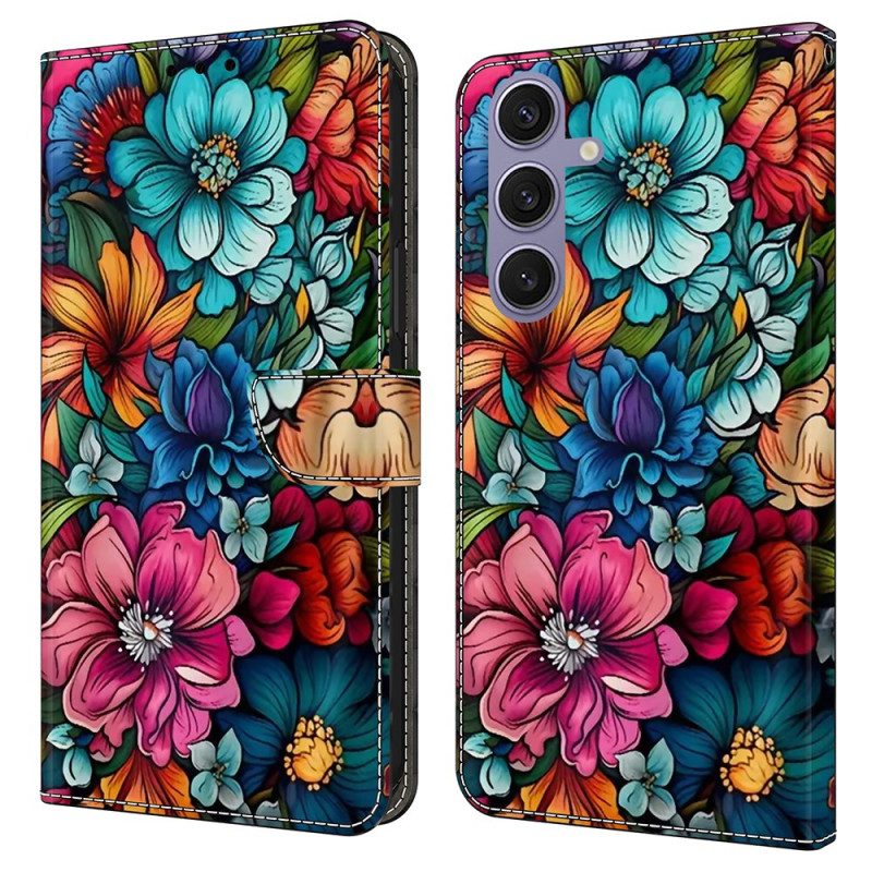 Lederhüllen Für Samsung Galaxy S25 Plus 5g Bunte Blumen