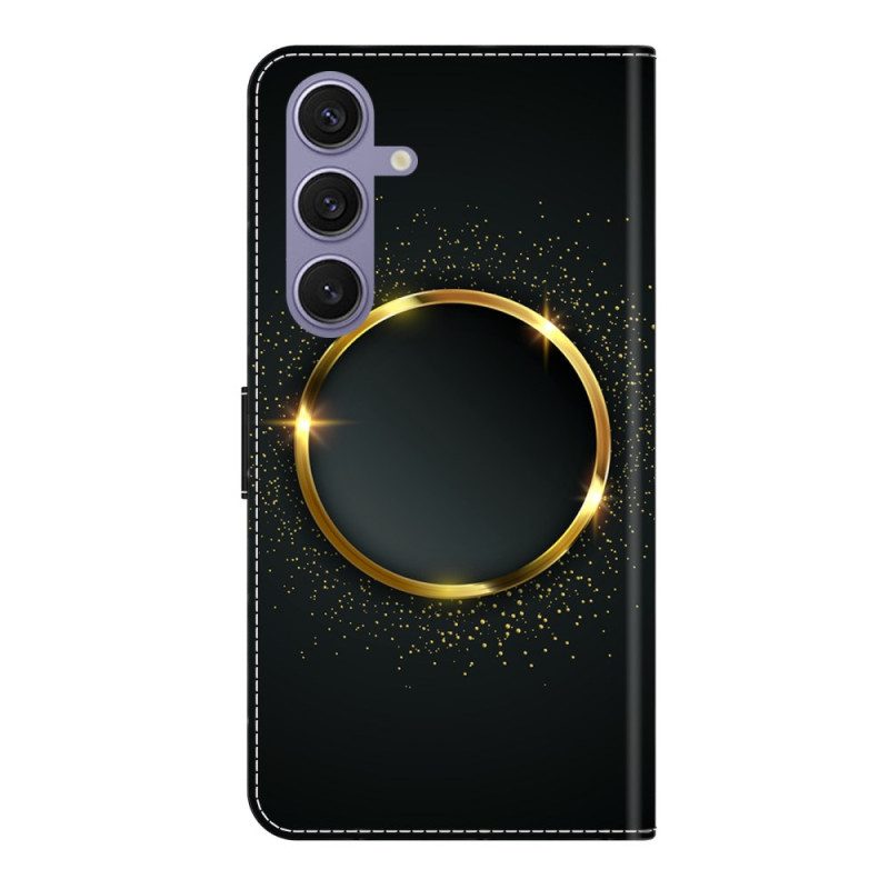 Lederhüllen Für Samsung Galaxy S25 Plus 5g Goldener Kreis