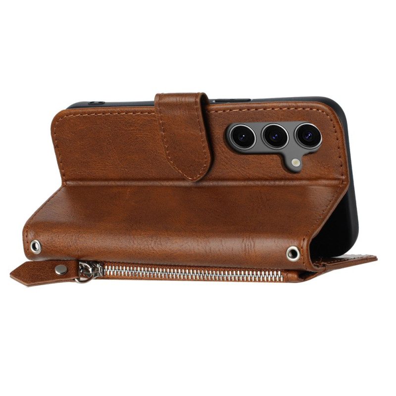 Lederhüllen Für Samsung Galaxy S25 Plus 5g Reißverschlusstasche Und Schulterriemen