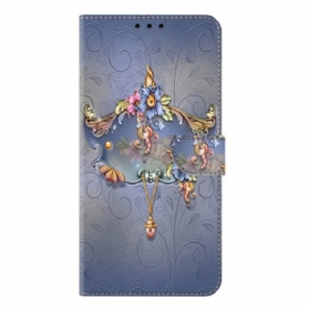 Lederhüllen Samsung Galaxy S25 Plus 5g Gravierte Blumen