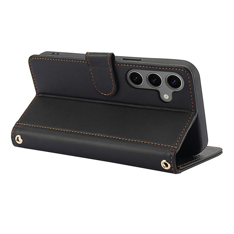 Lederhüllen Samsung Galaxy S25 Plus 5g Handyhülle Leder-look Mit Riemen