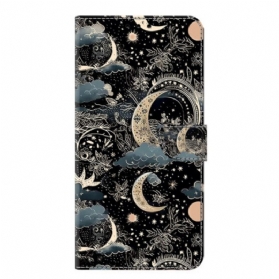 Lederhüllen Samsung Galaxy S25 Plus 5g Handyhülle Mondmuster