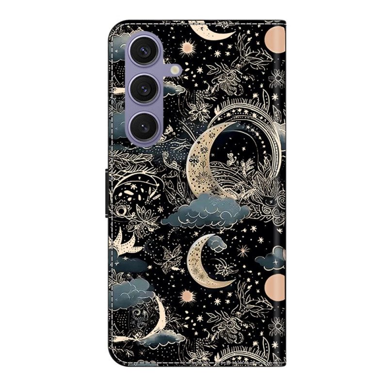 Lederhüllen Samsung Galaxy S25 Plus 5g Handyhülle Mondmuster