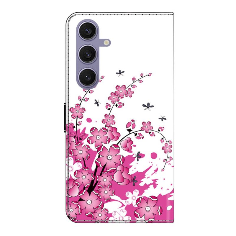 Lederhüllen Samsung Galaxy S25 Plus 5g Handyhülle Rosa Blumenmuster