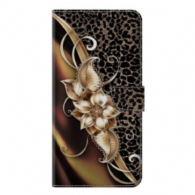 Lederhüllen Samsung Galaxy S25 Plus 5g Metallische Blumen