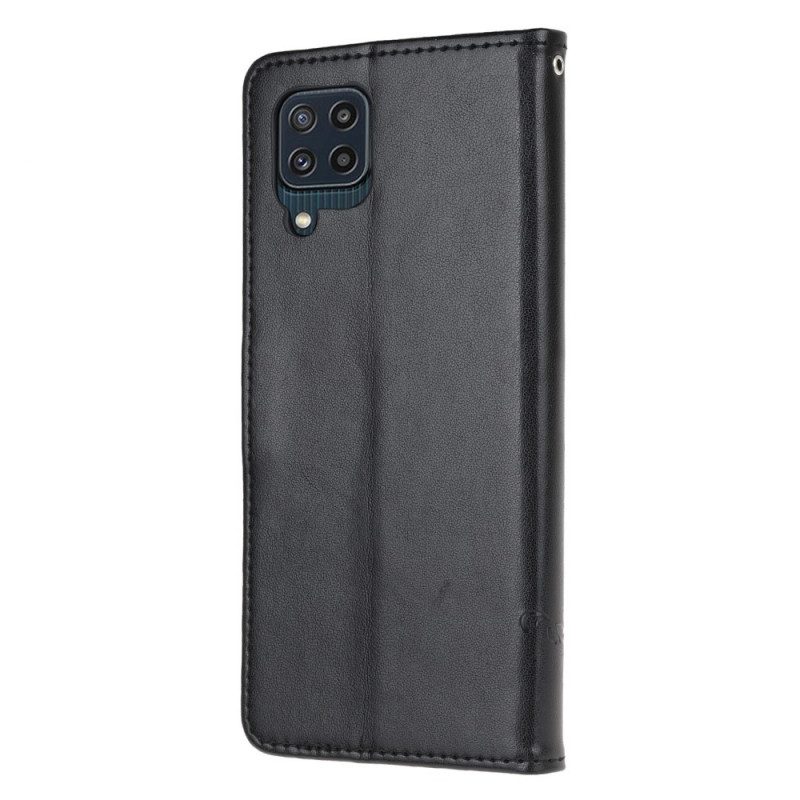 Lederhüllen Für Samsung Galaxy M32 Mit Kordel Riemenblumen