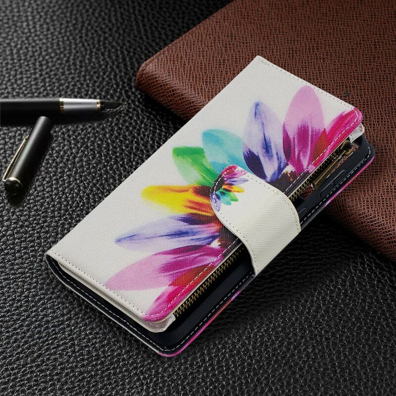 Lederhüllen Für Samsung Galaxy S21 Plus 5G Aquarell-blumen-reißverschlussbeutel