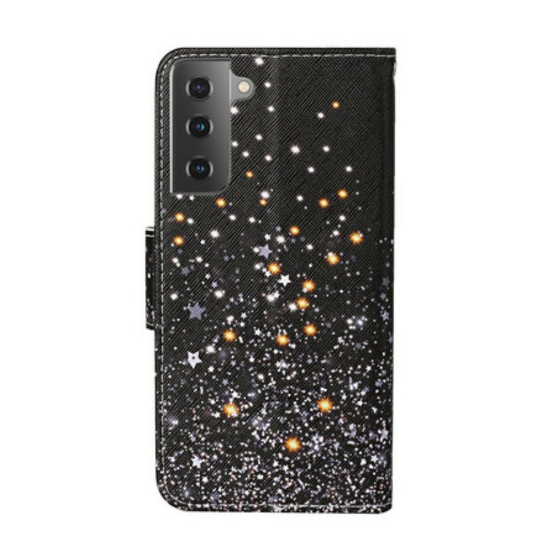 Lederhüllen Für Samsung Galaxy S21 Plus 5G Sterne Und Pailletten Mit Schlüsselband