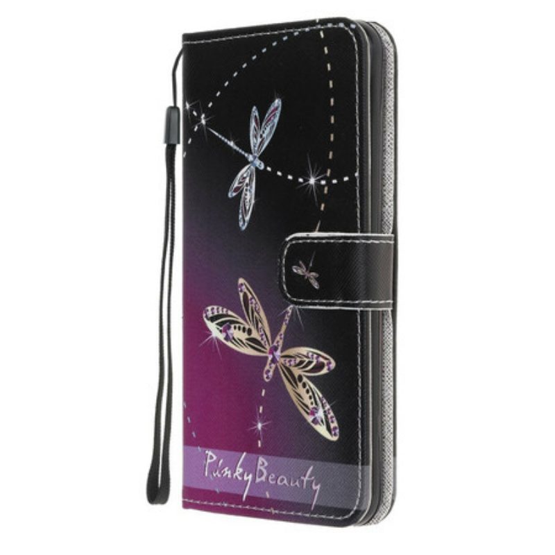 Flip Case Für Samsung Galaxy M21 Mit Kordel Riemchenlibellen