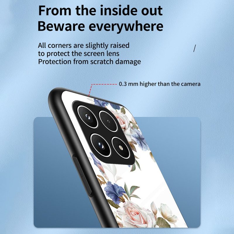 Hülle Für Xiaomi 17 Gehärtetes Glas Mit Blumenmuster