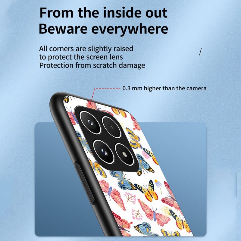Hülle Xiaomi 17 Gehärtetes Glas Mit Schmetterlingsmuster
