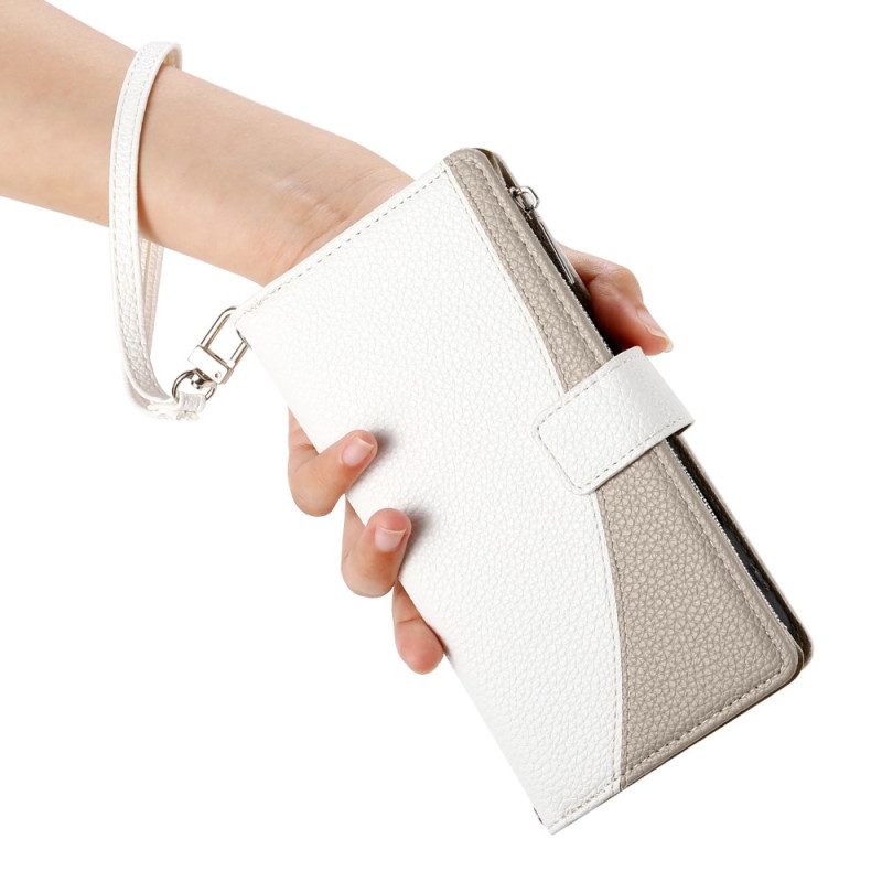 Lederhüllen Für Xiaomi 17 Zweifarbig Mit Riemen