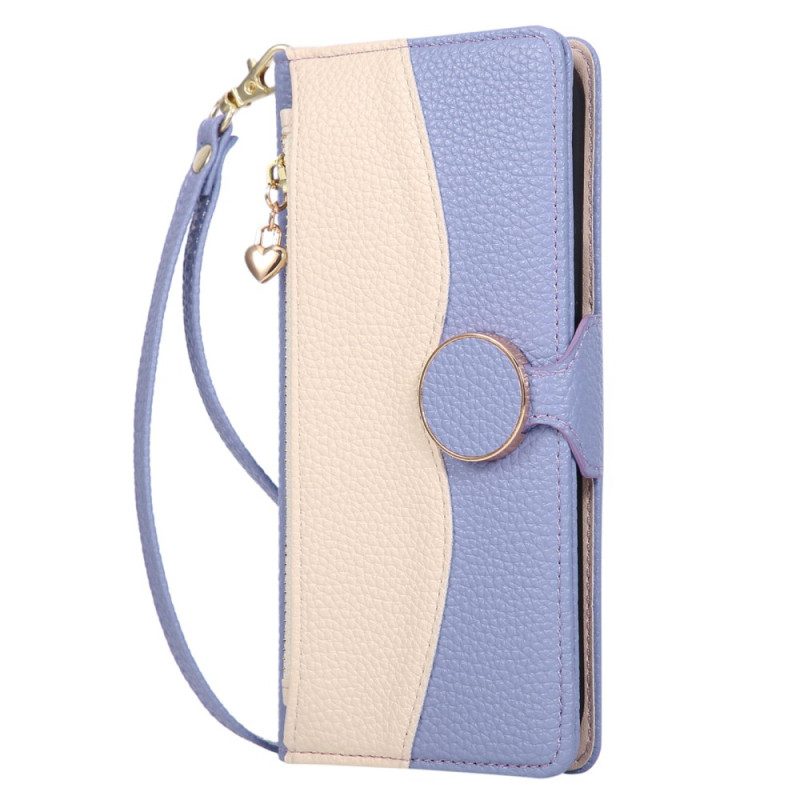 Lederhüllen Für Xiaomi 17 Zweifarbige Geldbörse Mit Handschlaufe