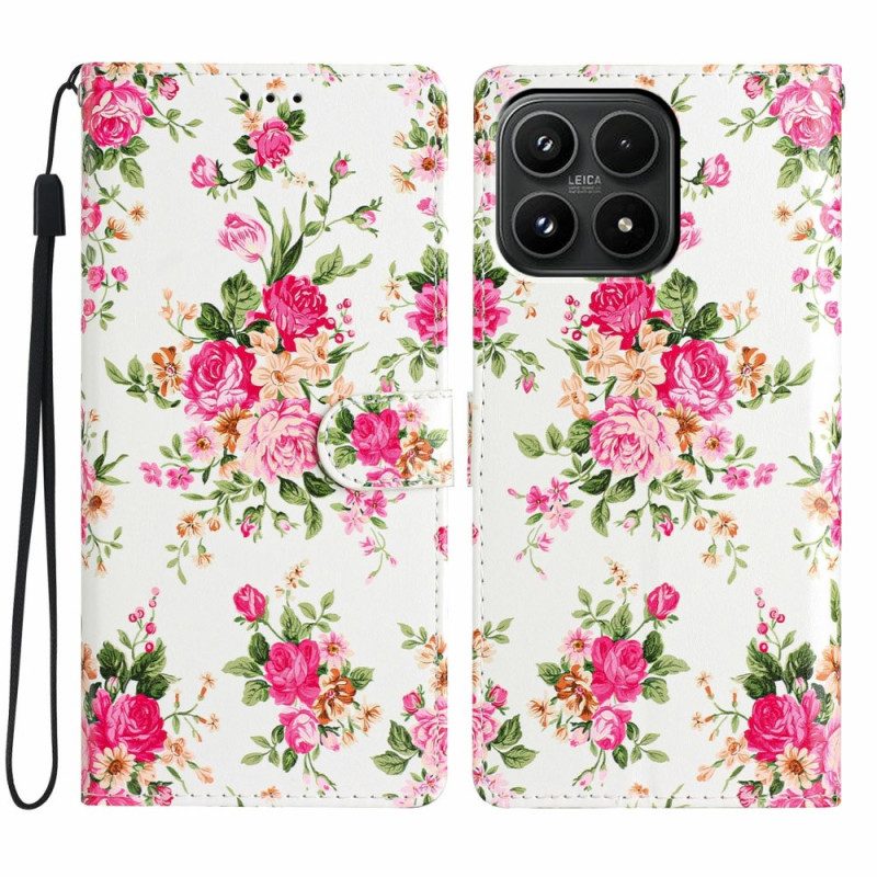 Lederhüllen Xiaomi 17 Handyhülle Rosa Blumenmuster