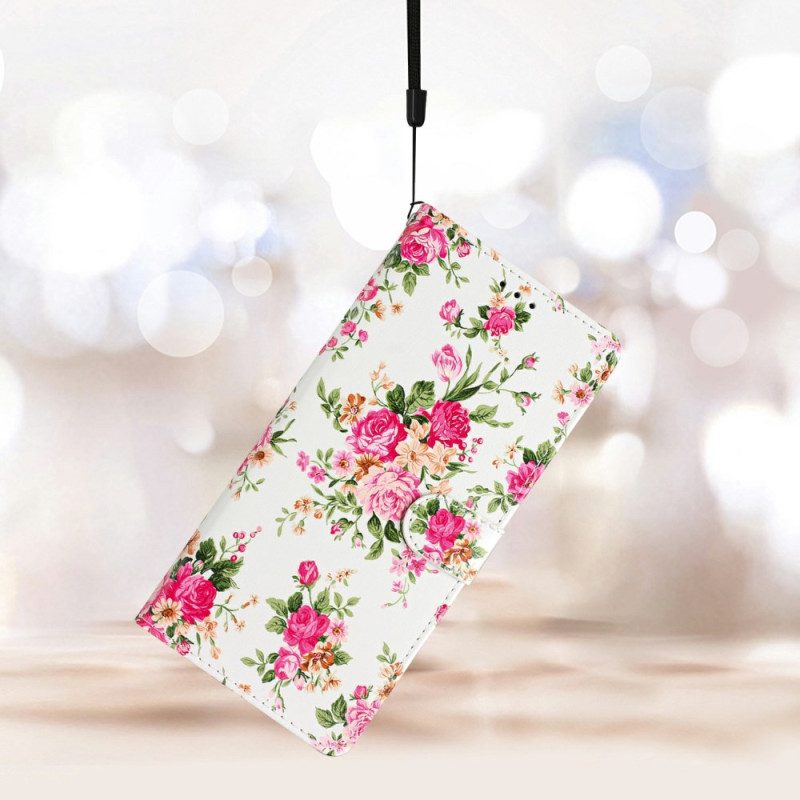 Lederhüllen Xiaomi 17 Handyhülle Rosa Blumenmuster