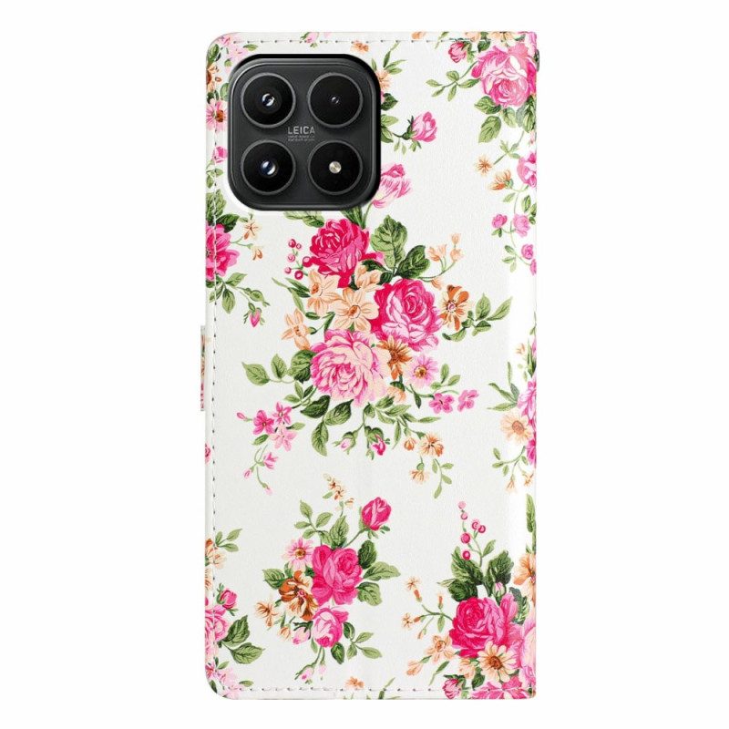 Lederhüllen Xiaomi 17 Handyhülle Rosa Blumenmuster