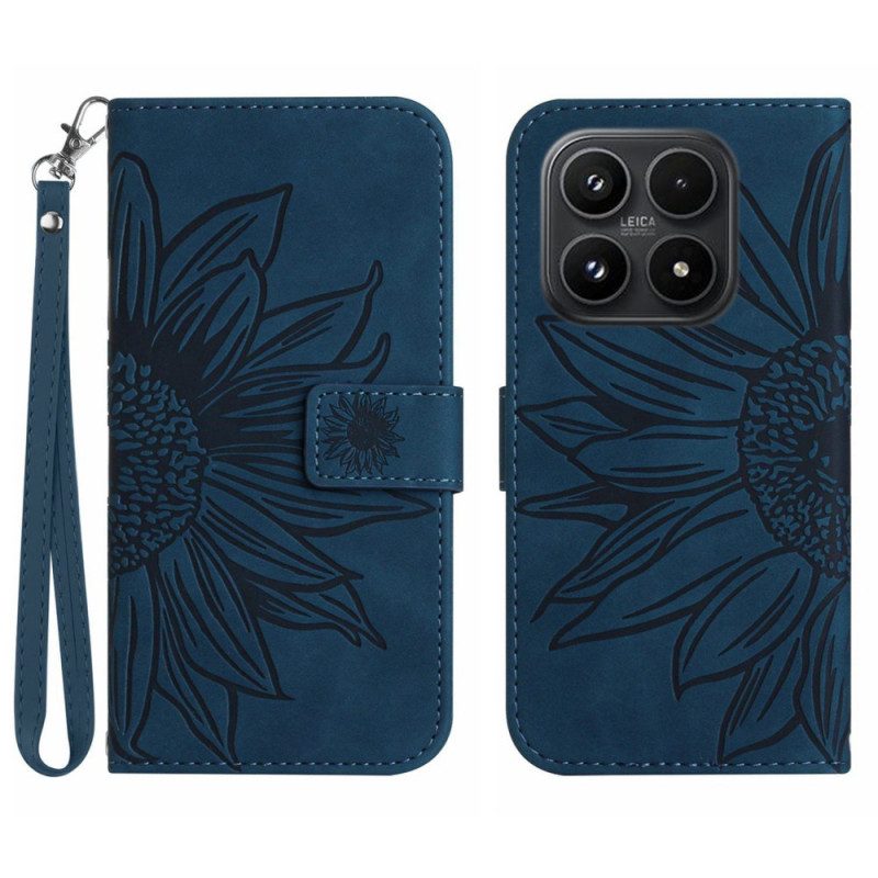 Lederhüllen Xiaomi 17 Sonnenblumenmuster Mit Riemen