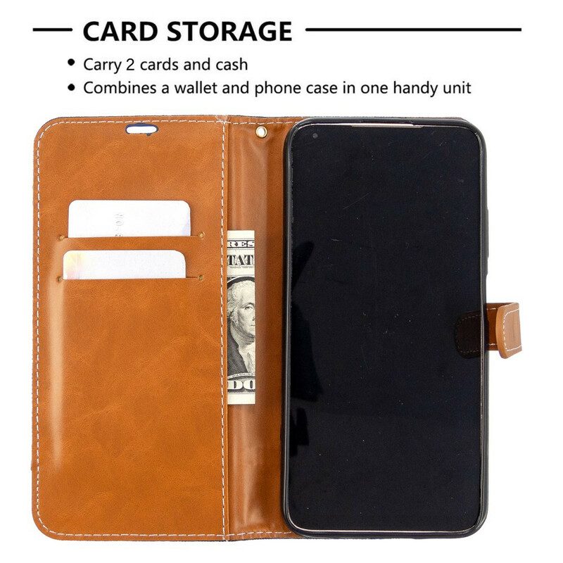 Flip Case Für Huawei P40 Lite Mit Kordel Armband In Stoff- Und Lederoptik
