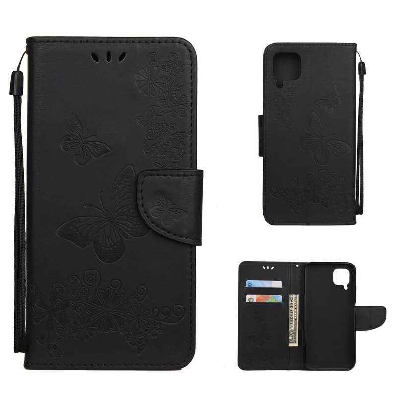 Flip Case Für Huawei P40 Lite Nur Schmetterlinge Mit Schlüsselband