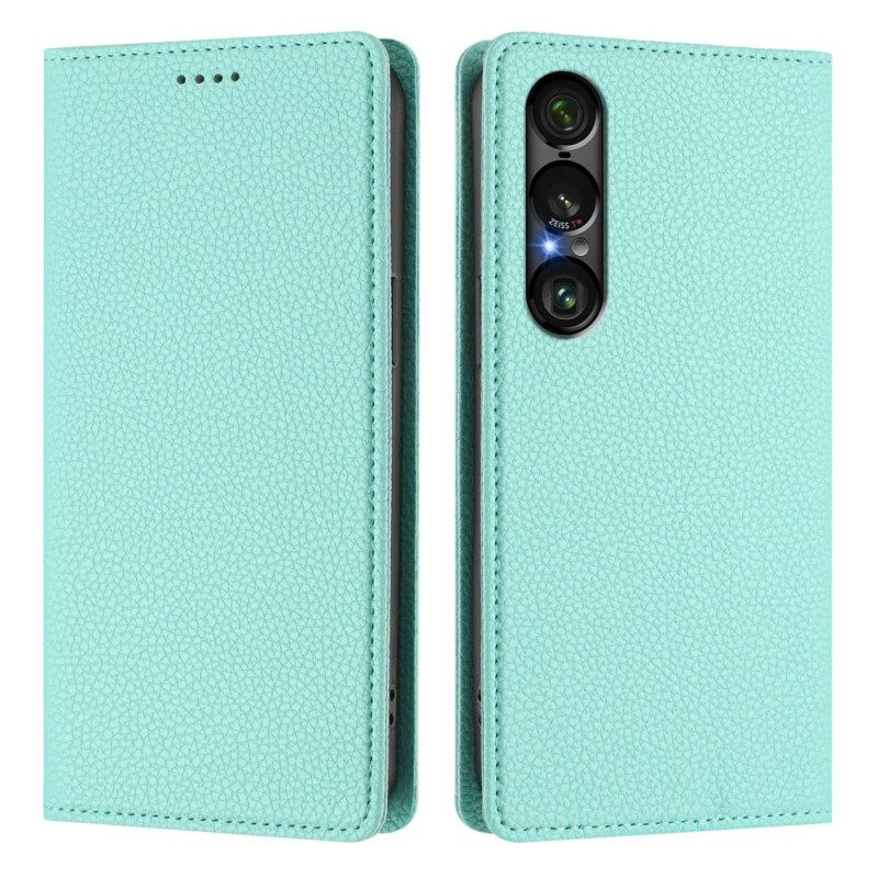 Flip Case Sony Xperia 1 Vii Handyhülle Rfid-schutz Mit Litschi-lederstruktur
