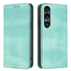 Flip Case Sony Xperia 1 Vii Rfid-schutz Im Retro-design