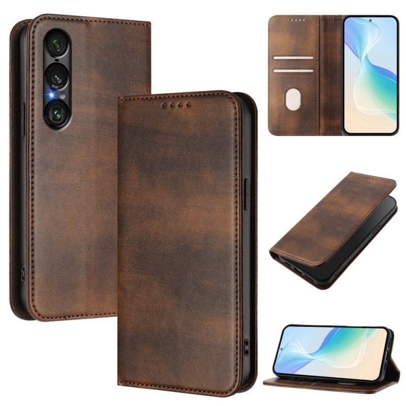 Flip Case Sony Xperia 1 Vii Rfid-schutz Im Retro-design