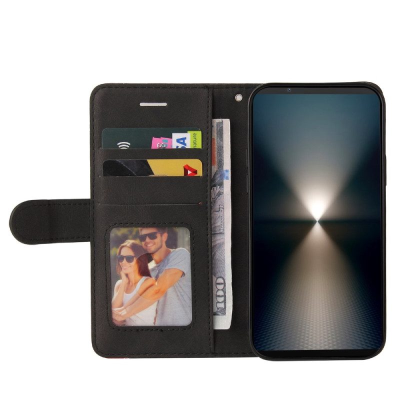 Lederhüllen Für Sony Xperia 1 Vii Zweifarbige Wellenlinie