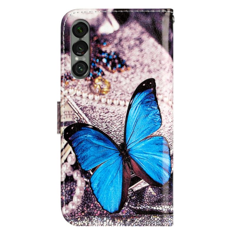 Lederhüllen Sony Xperia 1 Vii Blauer Schmetterling
