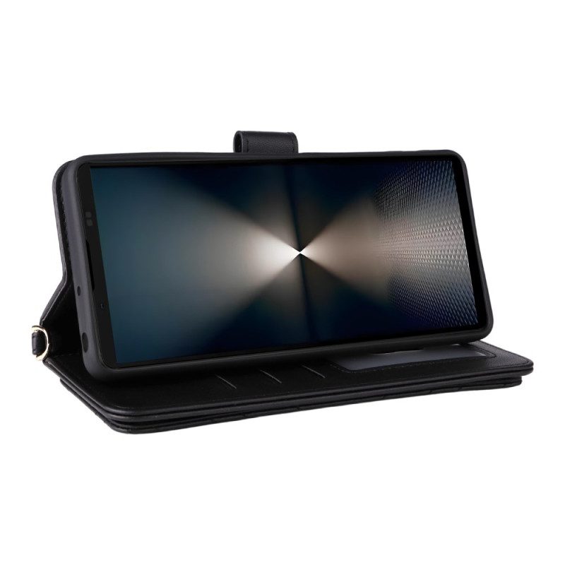 Lederhüllen Sony Xperia 1 Vii Handyhülle Gesteppt Mit Riemen Und Schulterriemen