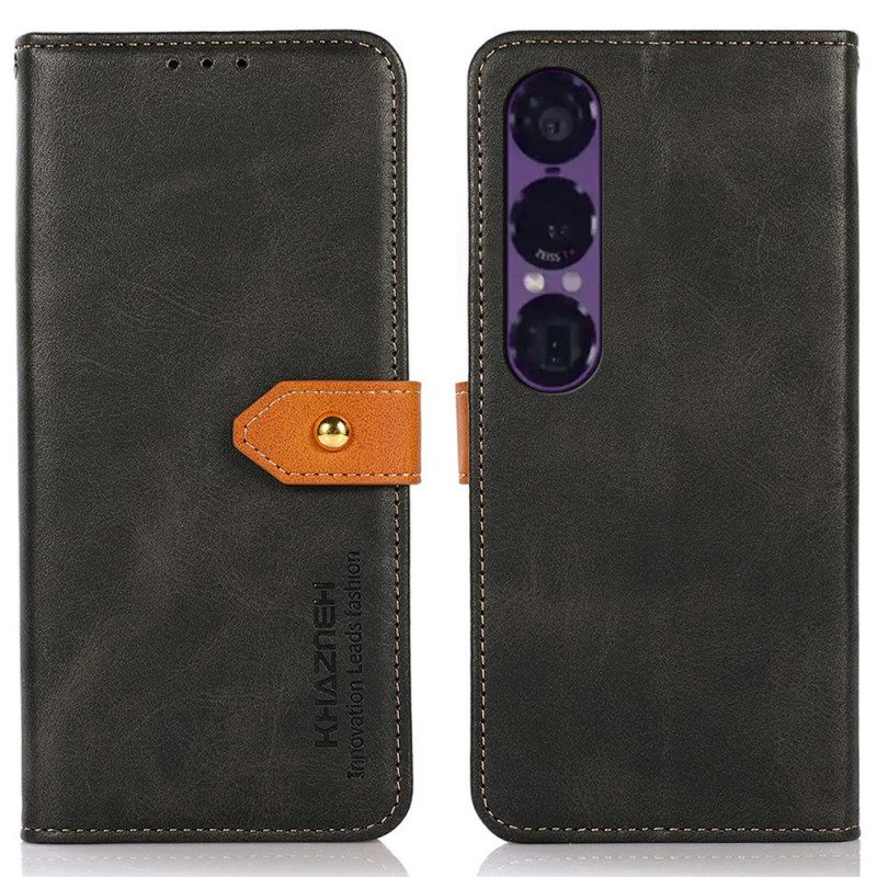 Lederhüllen Sony Xperia 1 Vii Khazneh Goldverschluss