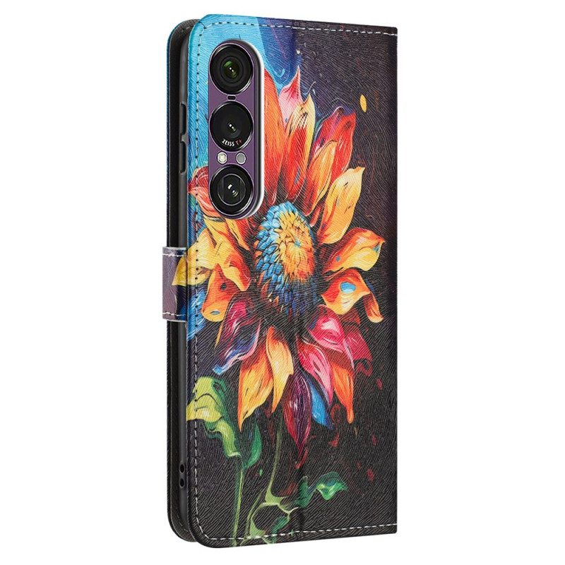 Lederhüllen Sony Xperia 1 Vii Sonnenblumenmuster