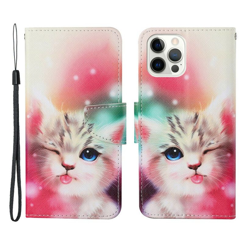 Flip Case Für iPhone 13 Pro Katzengeschichten Mit Schlüsselband