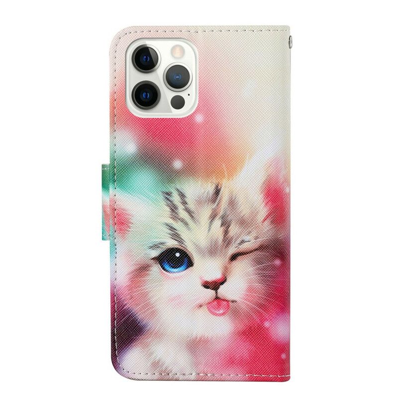 Flip Case Für iPhone 13 Pro Katzengeschichten Mit Schlüsselband
