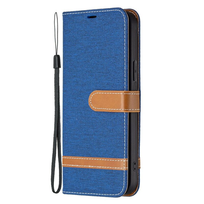 Flip Case Für iPhone 13 Pro Mit Kordel Armband In Stoff- Und Lederoptik