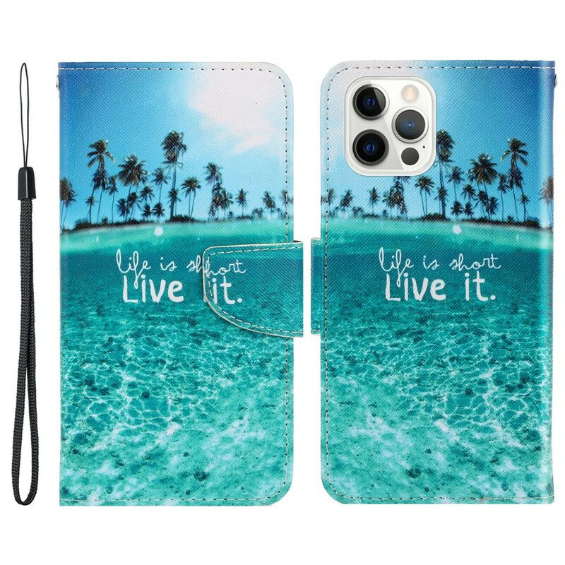 Flip Case Für iPhone 13 Pro Mit Kordel Lebe Es Bei Lanyard