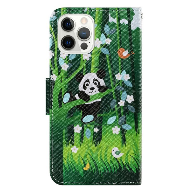Flip Case Für iPhone 13 Pro Panda-spaziergang